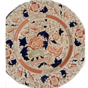 2 Antique Burleigh Ware Cobalt Blue & Iron Red Plates